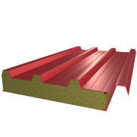 Сэндвич-панель кровельная с минеральной (базальтовой) ватой (МВУ) Транспортный красный (RAL 3020)