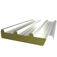 Сэндвич-панель кровельная с минеральной (базальтовой) ватой (МВУ) Транспортный белый (RAL 9016)