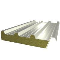 Сэндвич-панель кровельная с минеральной (базальтовой) ватой (МВУ) Серо-белый (RAL 9002)