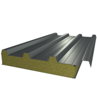 Сэндвич-панель кровельная с минеральной (базальтовой) ватой (МВУ) Антрацитово-серый (RAL 7016)