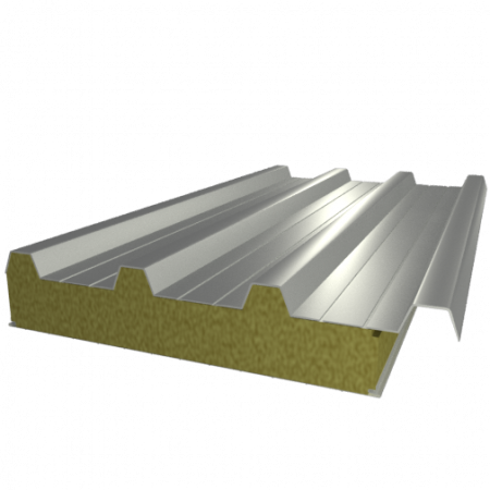 Сэндвич-панель кровельная с минеральной (базальтовой) ватой (МВУ) Сигнальный серый (RAL 7004)